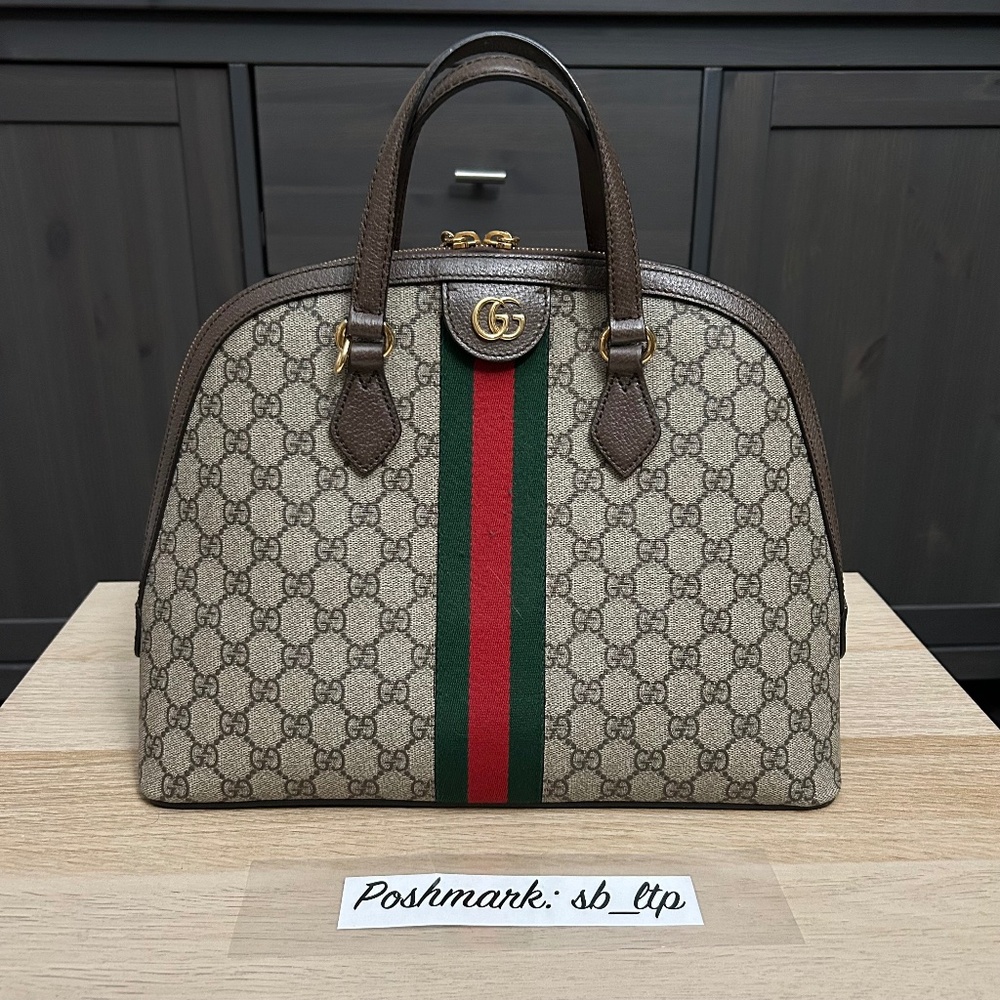 Authentic Gucci GG Supreme Medium Dome Ophidia Bag - Picture 2 of 6